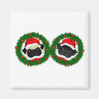 Imã Papais noeis de Pug Preto e Pug Culpados de Natal