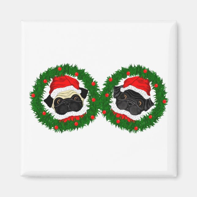 Imã Papais noeis de Pug Preto e Pug Culpados de Natal (Frente)
