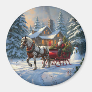 Imã Papais noeis de Sleigh de um cavalo natalino