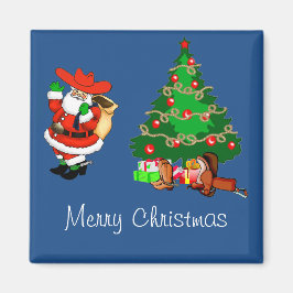 Imã Papais noeis De Vaqueiro Com Árvore De Natal Feliz