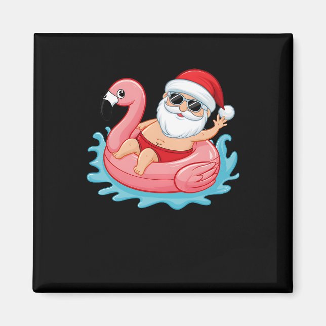 Imã Papais noeis Flamingo Floatie Engraçado Natal Em J (Frente)