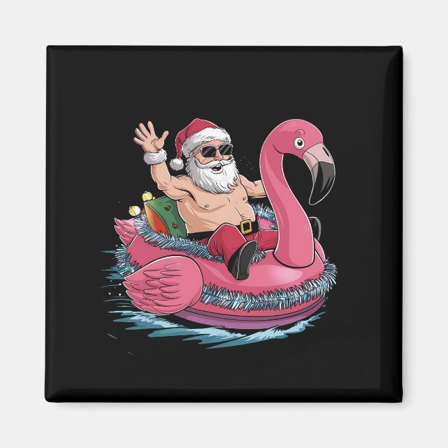 Imã Papais noeis Flamingo Floatie Natal Em Julho De Ve (Frente)