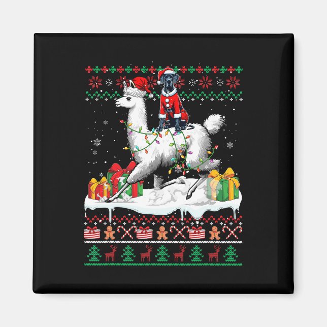 Imã Papais noeis Great Dane Riding Llama Christmas Swe (Frente)