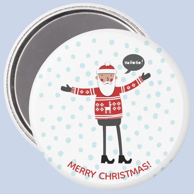 Imã Papais noeis hipsteres (Fun Hipster Santa Christmas magnet with custom text)