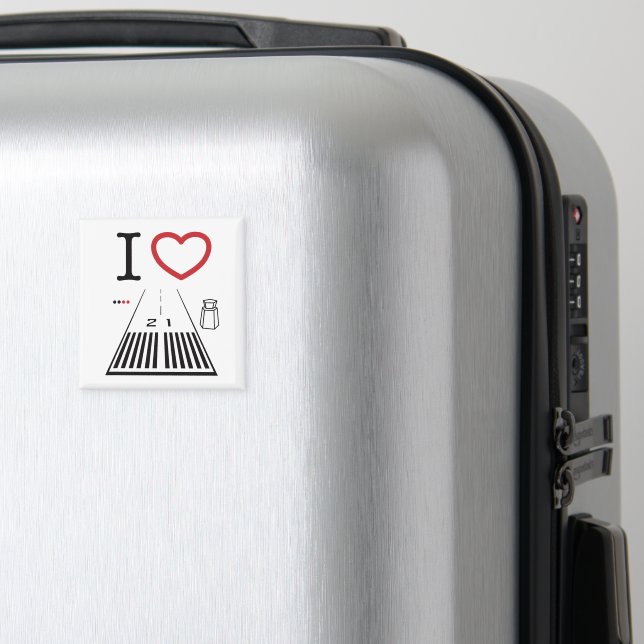 Imã Papais noeis Mônica Airport Runway 21 íman quadrad (In Situ (Luggage))