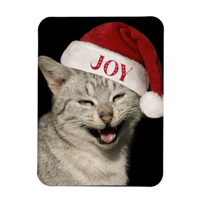 Ímã Papais noeis Muito Engraçados Gato Ria Foto Natal (Vertical)