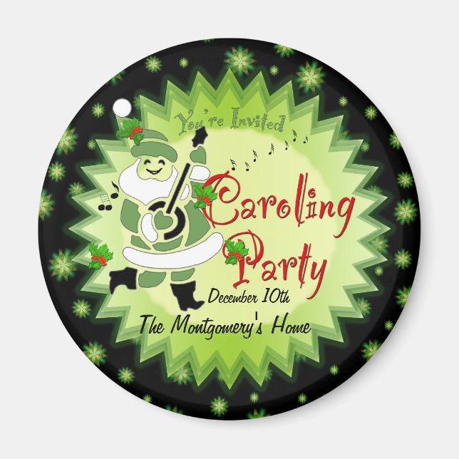 Imã Papais noeis Musicais Elf Caroling Convite de fest (Frente)