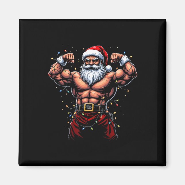Imã Papais noeis Natal Gym Workout Musculoso Papai Noe (Frente)