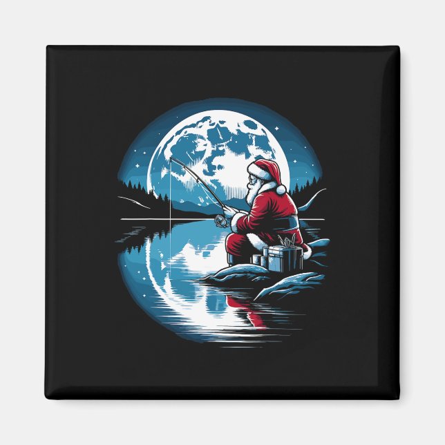 Imã Papais noeis pescando Natal Xmas Pescadores Peixes (Frente)