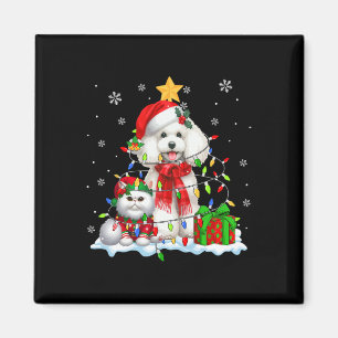 Imã Papais noeis Poodle Com Elf Cat Luzes De Natal Pro