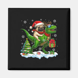 Imã Papais noeis Pug Riding Reindeer T-rex Crianças de
