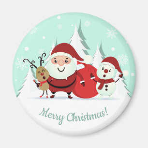 Imã Papais noeis, Reindeer & Snowman - ímã de texto