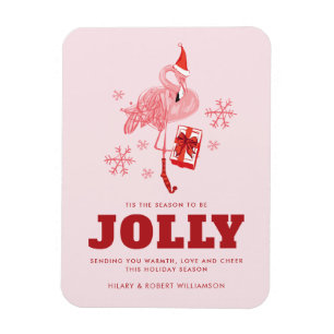 Ímã Papais noeis Rosa Flamingo Saudação Personalizada