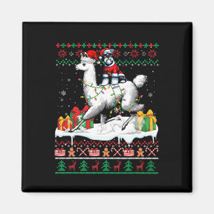 Imã Papais noeis Schnauzer Riding Llama Christmas Swea