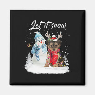 Imã Papais noeis Yorkipoo Cão Natal Snowman Xmas Pajam