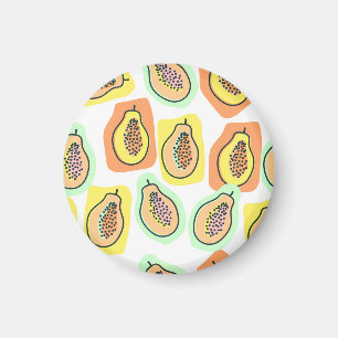 Imã Papaya Desenhado À Mão: Padrão De Vintagem Criativ