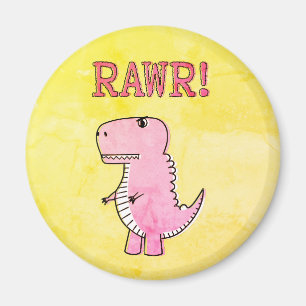 Imã Papel Antigo T-Rex De Cartografia Rosa, Bonito E Z