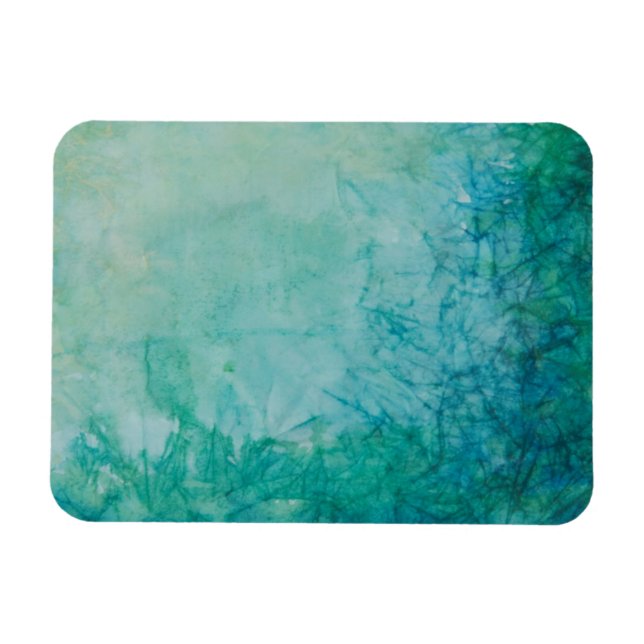 Ímã Papel Com Abstrato De Tinta Azul, Verde E Preta (Horizontal)