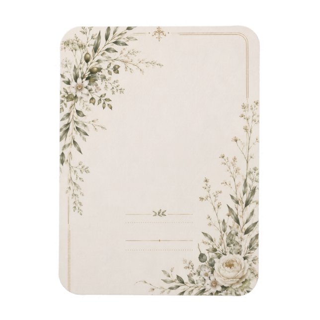 Ímã Papelaria de Casamento com Charme Botânico Natural (Vertical)