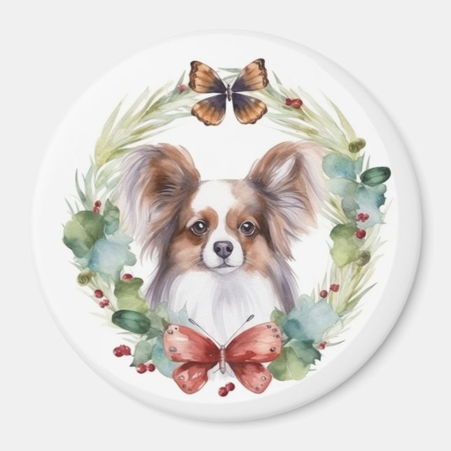 Imã Papillon Christmas Wreath Festivo Pup (Frente)