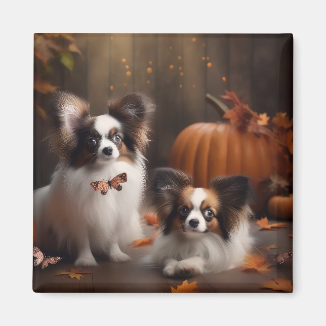 Imã Papillon Puppy Autumn Delight Pumpkin (Frente)