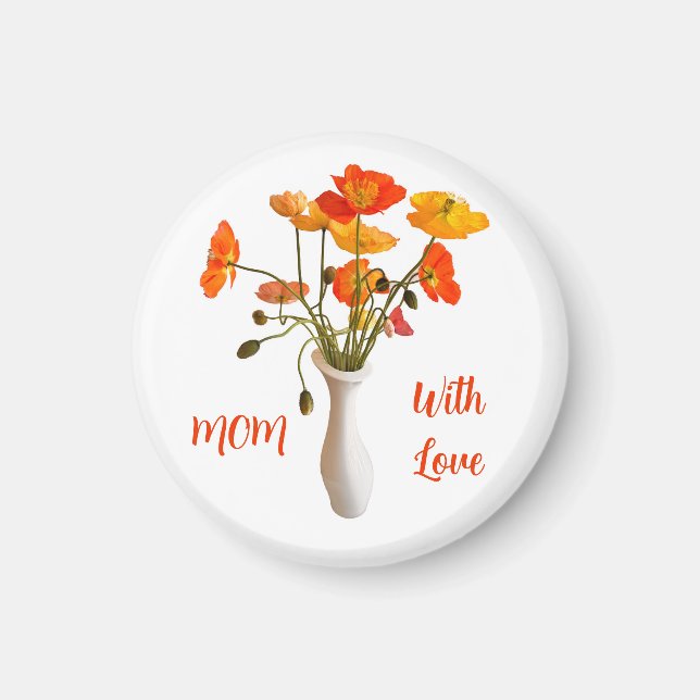 Imã papoilas coloridas brilhantes em vaso chamado (Frente)