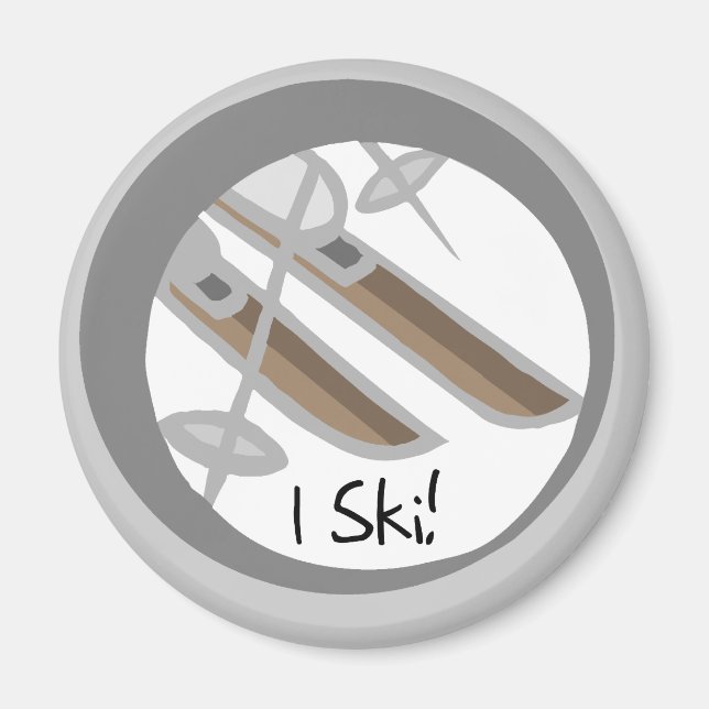 Imã Par de Skis I Esquiar T-shirts e presentes (Frente)