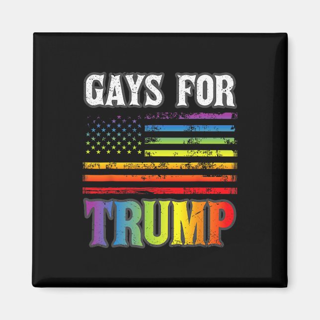 Imã Para Trump Lgbt Pride Gay Rainbow Flag Vote Republ (Frente)