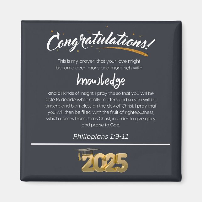 Imã Parabéns 2025 Philippians 1:9-11 Christian (Frente)