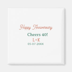 Imã Parabéns 40 feliz aniversário laranja verde nome d