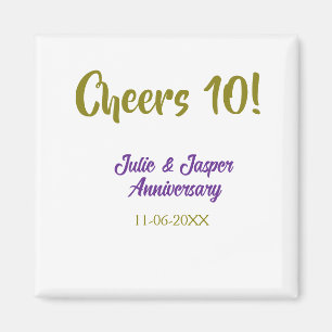 Imã Parabéns ao 10º aniversário de casamento roxo dour