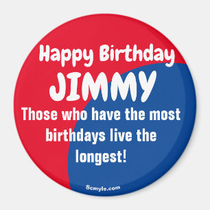 Imã Parabéns JIMMY vermelho/azul ímã