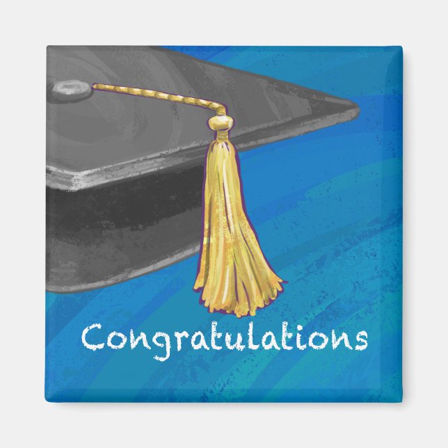 Imã Parabéns preto e azul (Frente)