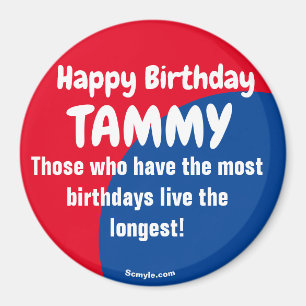Imã Parabéns TAMMY grande ímã vermelho/azul