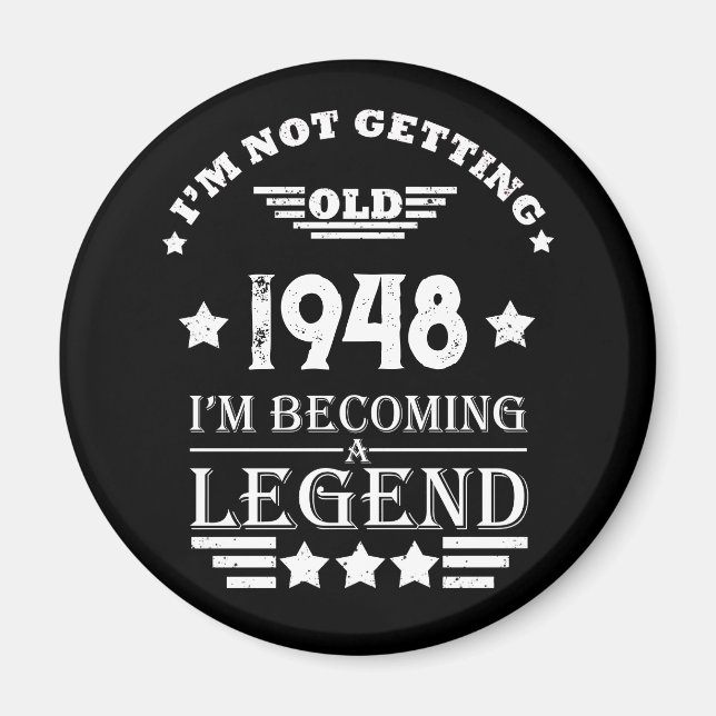 Imã Paradeiro branco preto personalizado, 75 anos (Frente)