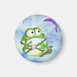 Imã Paraglider - Sapo de desenho animado feliz e bonit