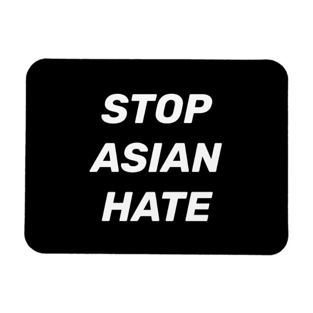 Ímã Parar Ódio Asiático, sinal branco preto (Horizontal)
