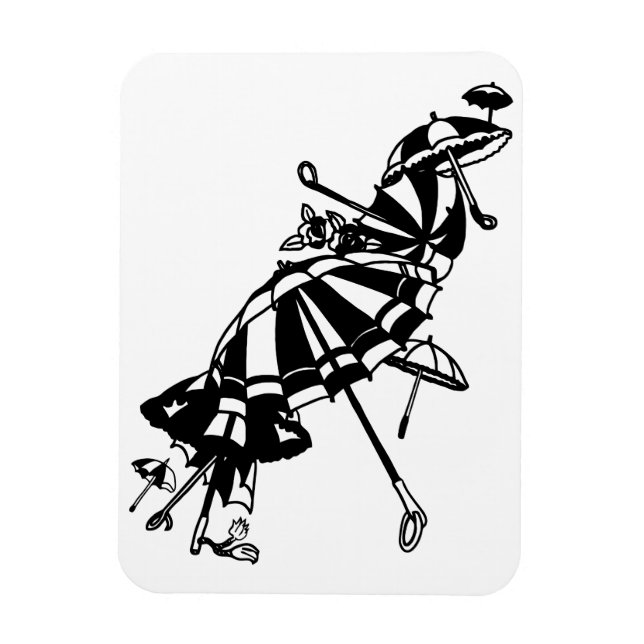 Ímã parasóis voadores Umbrellas Ink art Ilustração (Vertical)