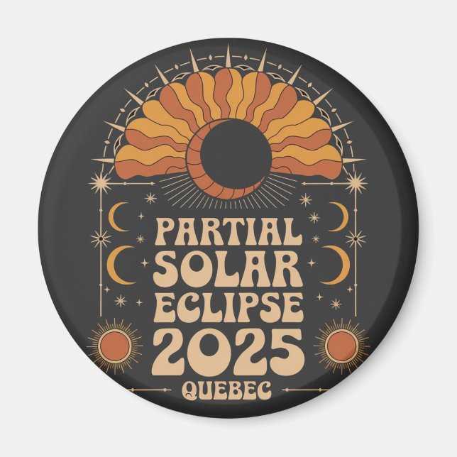 Imã Parcial Solar Eclipse 2025 Quebec Canadá (Frente)