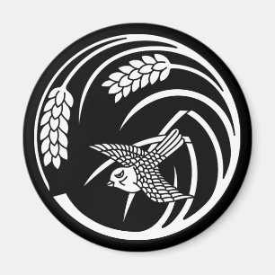 Imã Pardal em círculo de planta de arroz