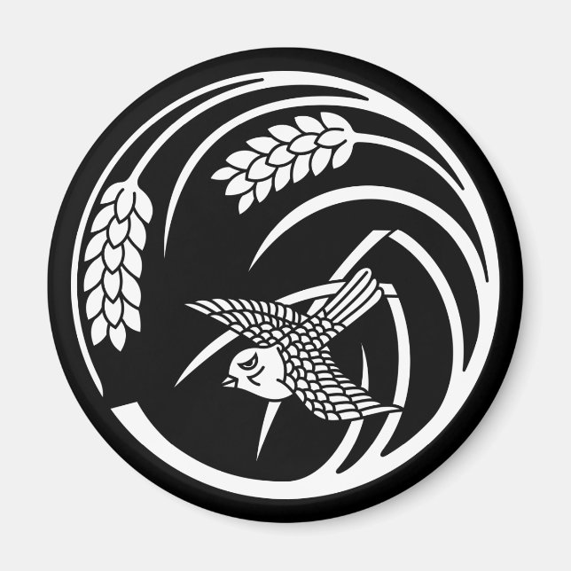 Imã Pardal em círculo de planta de arroz (Frente)