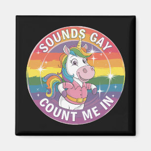 Imã Parece Gay Me Conta Comigo Arco-Íris Unicórnio LGB
