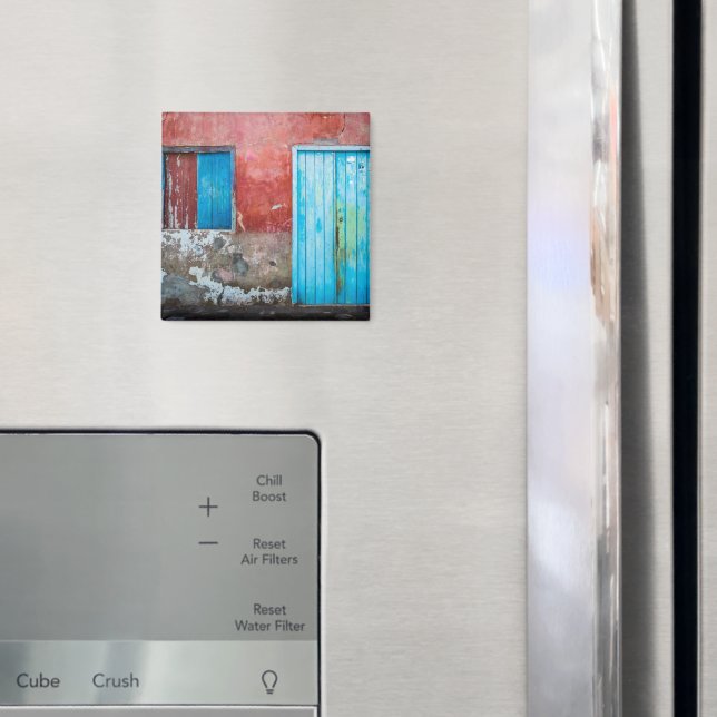 Imã Parede vermelha, azul e cinza, porta e janela (In Situ (Fridge))