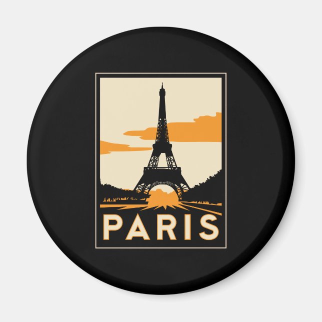 Imã paris art deco retro poster de viagens (Frente)