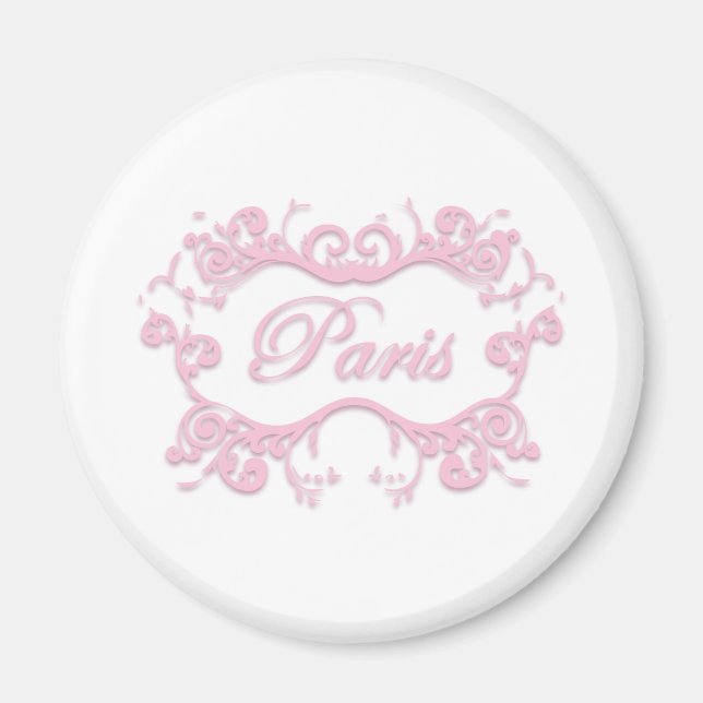 Imã Paris com Scrolls rosa (Frente)