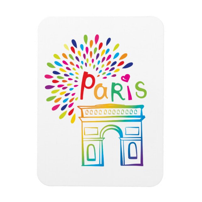 Ímã Paris França | Arc de Triomphe | Neon Design (Vertical)