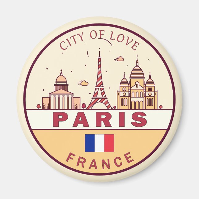 Imã Paris França City Skyline Emblem (Frente)