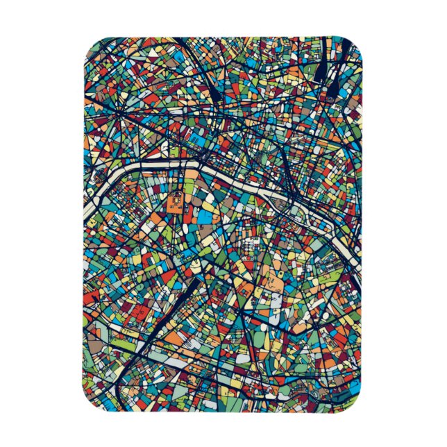 Ímã Paris França | Mapa Colorido (Vertical)