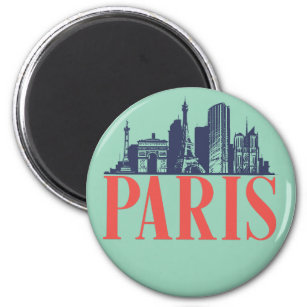 Imã Paris França Retro City Skyline Vintage Cityscape