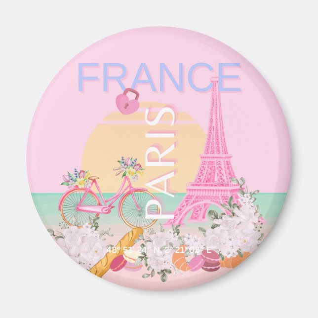 Imã Paris, França, Viagem, Arte, Papoila, Pastel, Rosa (Frente)
